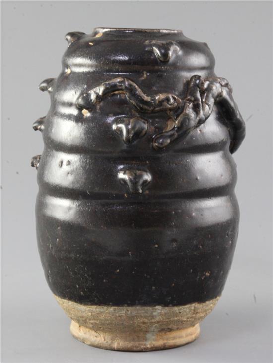 Chinese Henan ware black glazed jar, Song dynasty, height 20.5cm